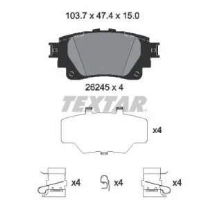 Zestaw klocków hamulcowych, hamulce tarczowe TEXTAR 2624501 Wyprzedaż
