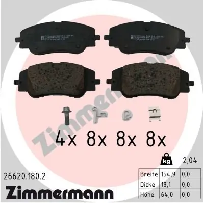 Zestaw klocków hamulcowych, hamulce tarczowe ZIMMERMANN 26620.180.2 Nie przegap