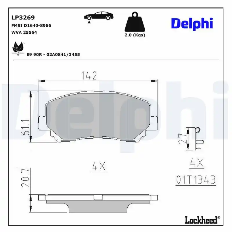Ekspresowa dostawa Zestaw klocków hamulcowych, hamulce tarczowe DELPHI LP3269