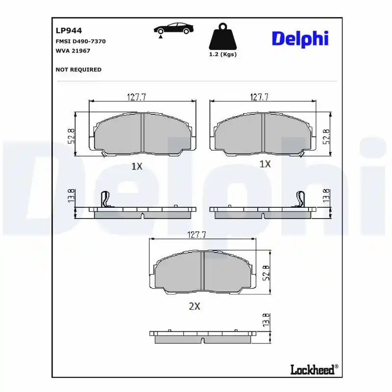 Ograniczona ilość Zestaw klocków hamulcowych, hamulce tarczowe DELPHI LP944