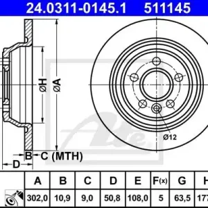 Oferta limitowana Tarcza hamulcowa ATE 24.0311-0145 1405500
