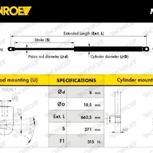 Łatwy zwrot SPREZYNA GAZOWA RENAULT MEGANE 11.09-